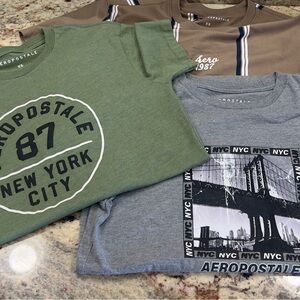 Aeropostale Tee Trio in Green, Gray, Brown